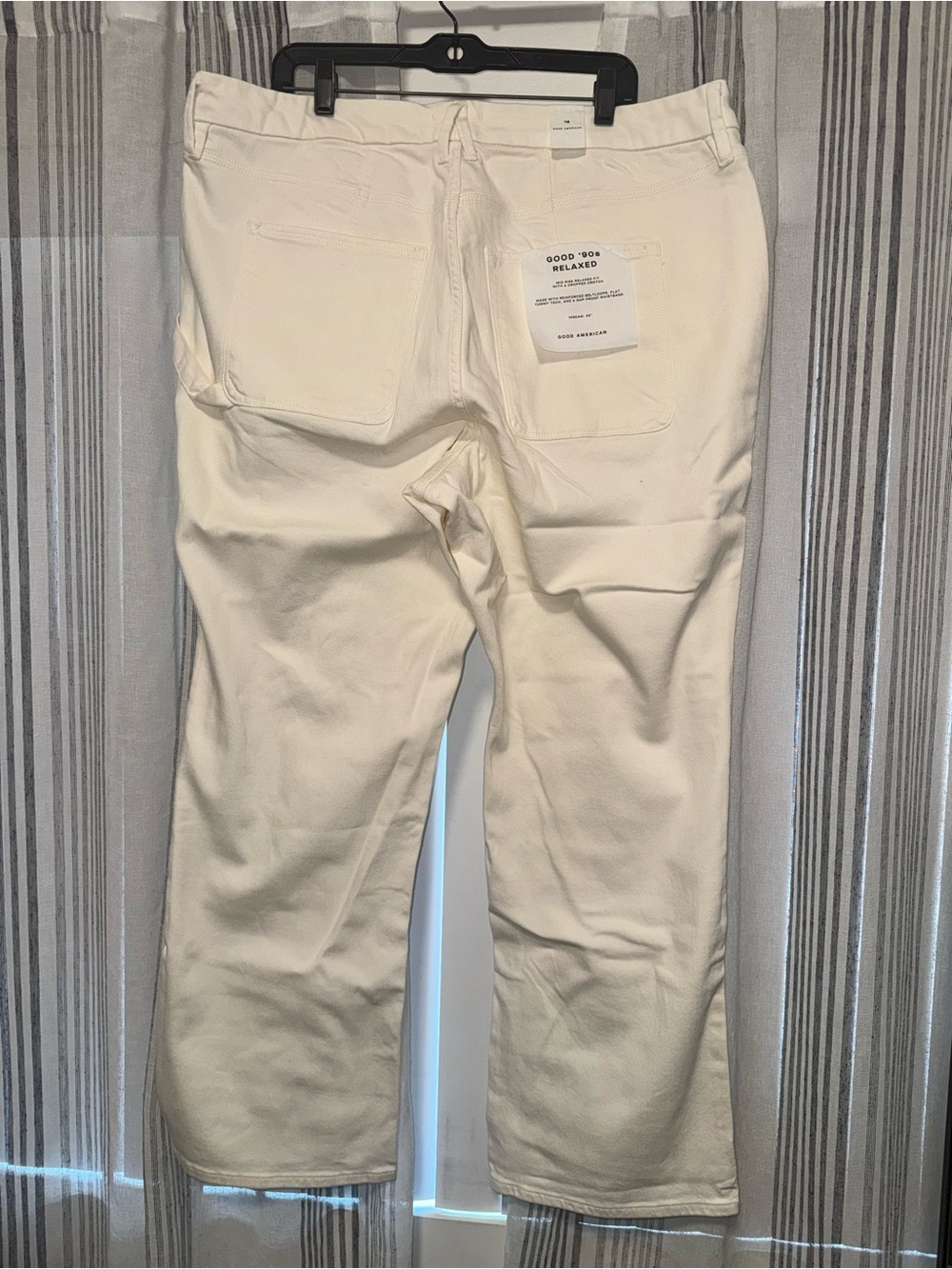 NWT Good American Good ’90s Relaxed Carpenter Jeans - Cloud White Sz16 - Picture 4 of 5